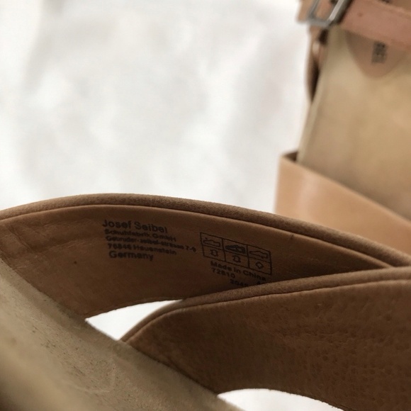 Josef Seibel Womens Size 41 Belluno Leather Sandals Ankle Strap Shoes Tan - Picture 11 of 11